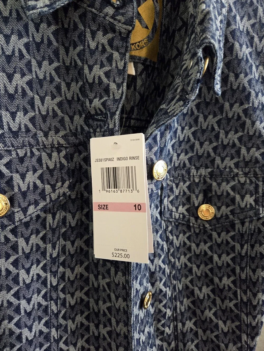 NWT Michael Kors Blue MK Logo Denim Shirt Dress